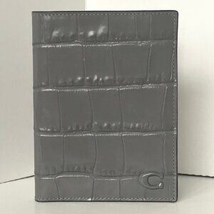 Coach Slim Passport Card Case Charcoal Croc Leather CW445